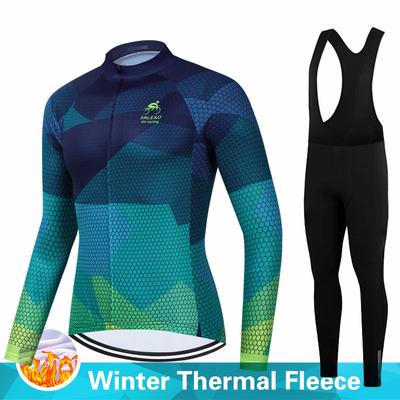 Nuevo conjunto de ropa de ciclismo de invierno 2024 para hombre, jersey térmico de forro polar, traje deportivo para montar en bicicleta de montaña, conjuntos de pantalones con tirantes, ropa de ciclismo