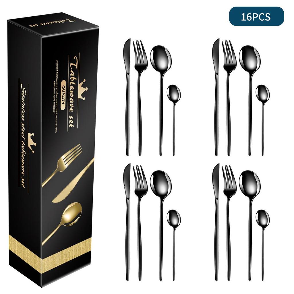 Stainless Steel Cutlery Set: 16/24-Piece Steak Knives, Forks, Spoons In Gift Box