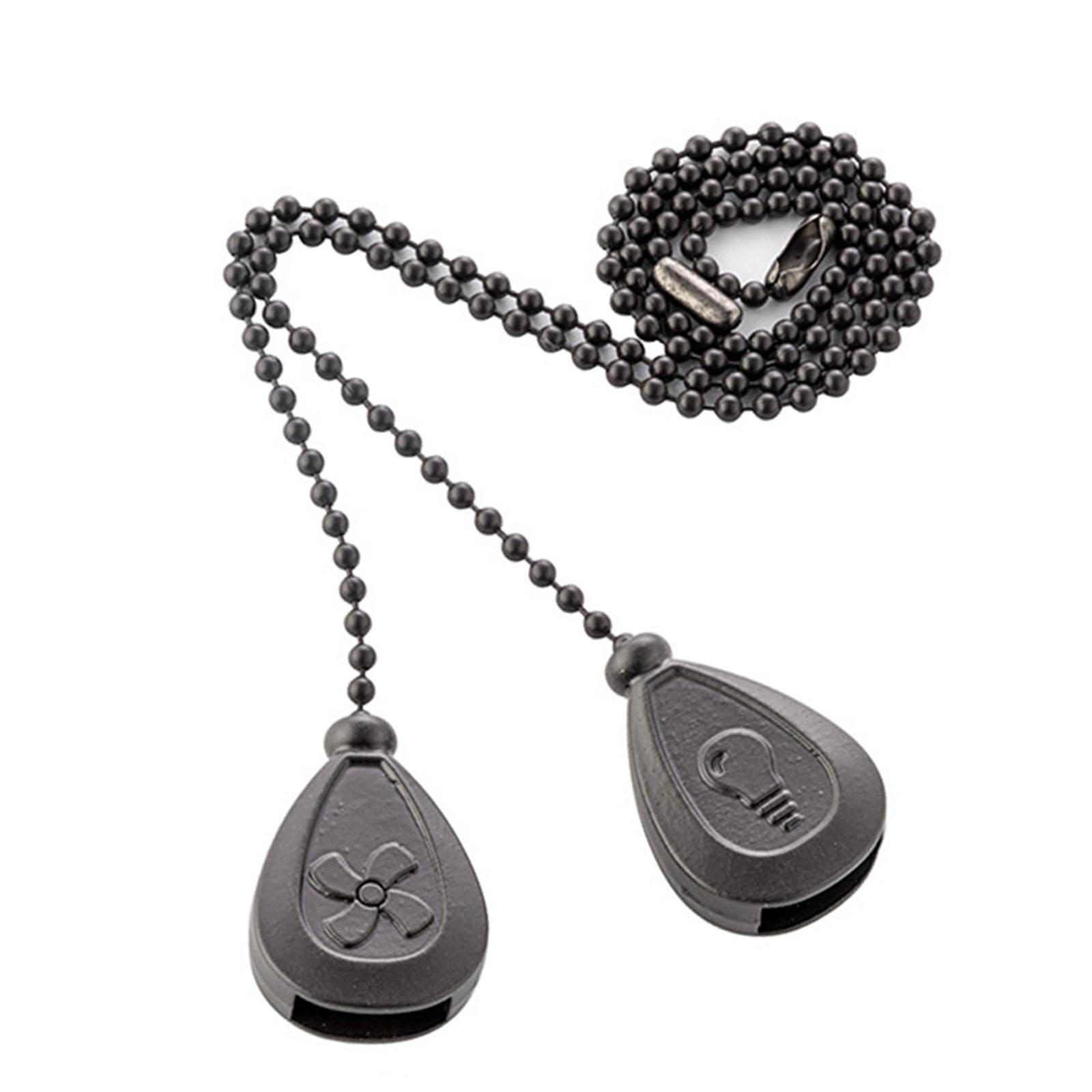 

2 шт. Потолочный вентилятор и удлинители для цепочек для светильников Декоративные подвески с соединителями Элегантный комплект цепочек для потолочных вентиляторов чёрный