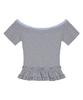 Nigaennikol Off-Shoulder Frill Crop Top_Gray