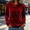 Women's Velvet Hoodie Long Sleeve Casual Pullover Sweatshirt in