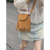 New Niche Retro Imitation Suede Fringed Mobile Phone Bag Women's Shoulder Messenger Woven Bag Retro Bag