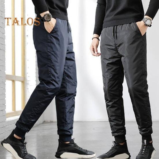 Zimní pánské vycpané kalhoty Silný elastický pas Větruodolné Teplé péřové kalhoty Nadměrná velikost Vodotěsné Pánské kalhoty pro muže středního věku Otce pro venkovní každodenní nošení