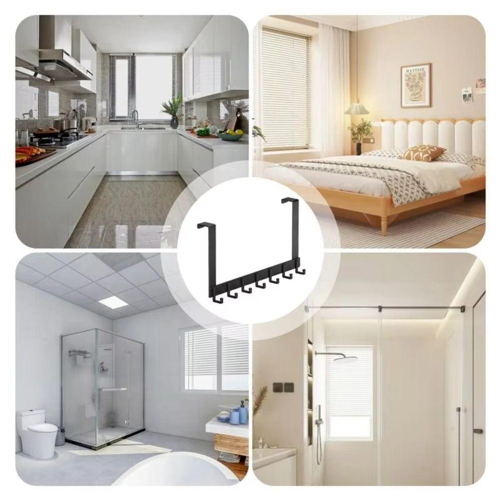 Storage Porch Storage Hooks Over The Door Free Punching Hanger Aluminum Row Hook  Coat