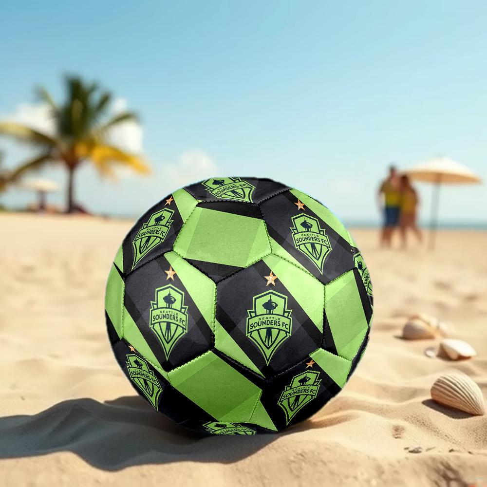 FC Seattle Sounders Soccer Ball, Colorful, Suitable for All Ages, Machine-stitched, PVC Material, Competition Grade, Durable and High Bounce