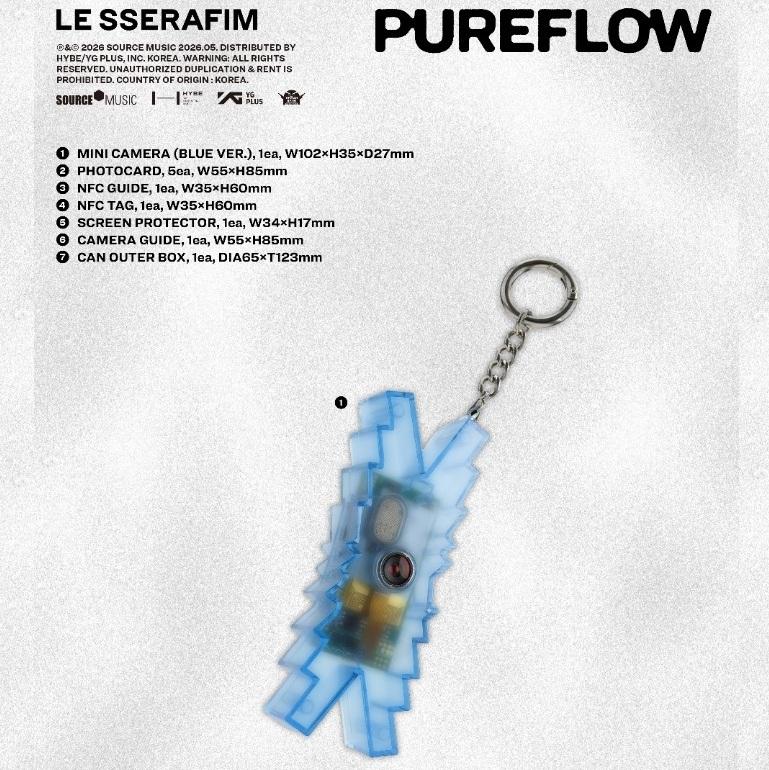 [Pre-Ordine]LE SSERAFIM - Secondo Album in Studio 'PUREFLOW' pt.1 Mini Fotocamera (Versione blu) | Album Ufficiale K-pop(La spedizione inizia il 30 giugno)