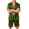 Men's Short Sleeve Pajama Set Button Down Shirt with Curved Hem and Matching Shorts Soft Lightweight Lounge Sleepwear S-XXXXL
