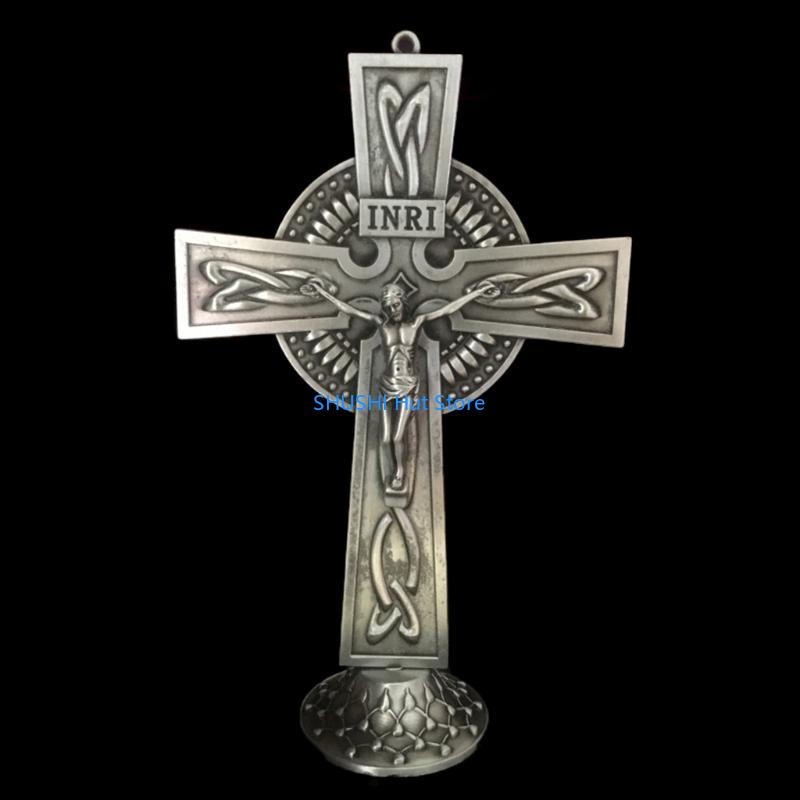 Religious Statues Jesus for Cross Crucifix Figurines Table Ornaments Church Relics Antique Home Chapel Decor D57B