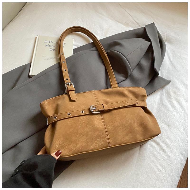 

Simple casual commuter tote bag women s winter new fashionable large-capacity pleated retro shoulder bag коричневий