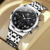 Silver Popular Waterproof Analog Quartz Watch for Stylish Stainless Steel Watch with Date Simple Large Black Stylish Moon Olevs Watch Men's Watch,