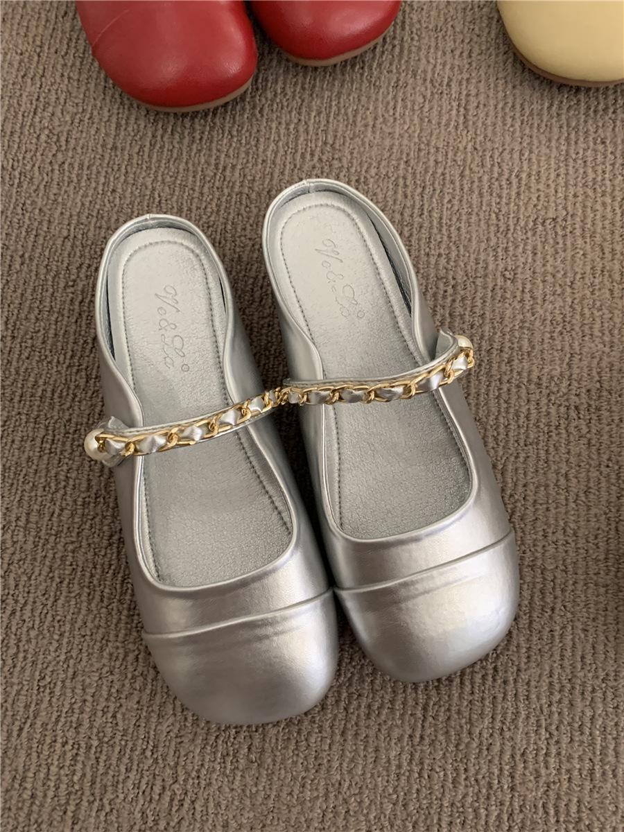 

Korean version of comfortable and versatile French retro evening flat shoes half drag 2025 spring and summer women s shoes loafers single shoes 39