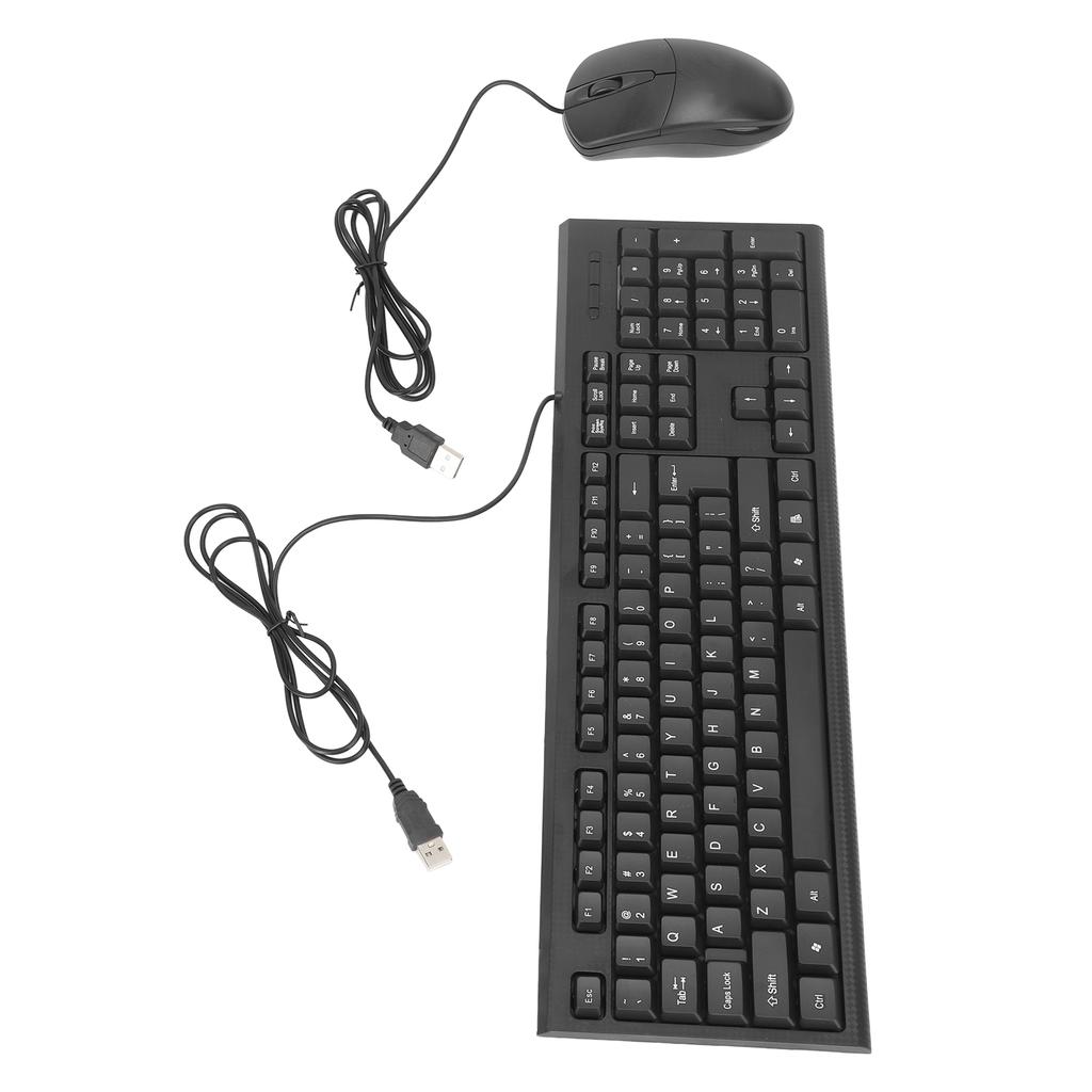 Keyboard and Mouse Combo Black Waterproof 104 Keys Anti Slip USB Wired Connection Keyboard Mouse Set for Gaming Office