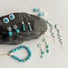 Retro Handmade Synthetic Turquoise Earrings & Bracelet Set for Women