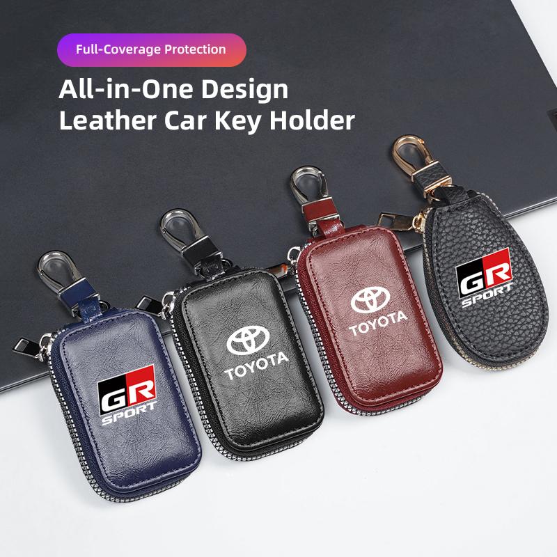 Car Key Bag Cover Keychain Ring Leather Protection Case For Toyota GR 86 Corolla RAV4 CHR Yaris Camry Prado Prius Avensis Hilux
