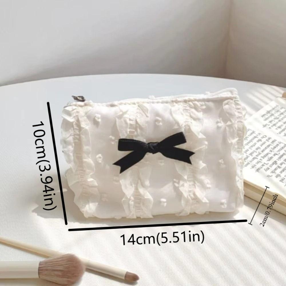 Ballet Style Lace Bow Wallet Soft Lightweight Small Clutch Bag Ins Bowknot Coin Purse  Girls