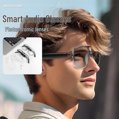 Photochromic Bluetooth Smart Sunglasses with Double Bridge, Anti-Blue Light, Music Calls & UV Protection