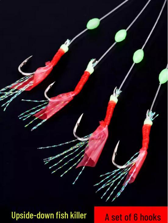 

Бионическая сабики оснастка с крючком «Семь звезд»: Искусственная креветка для ловли верхоплавки и малька. No. 10