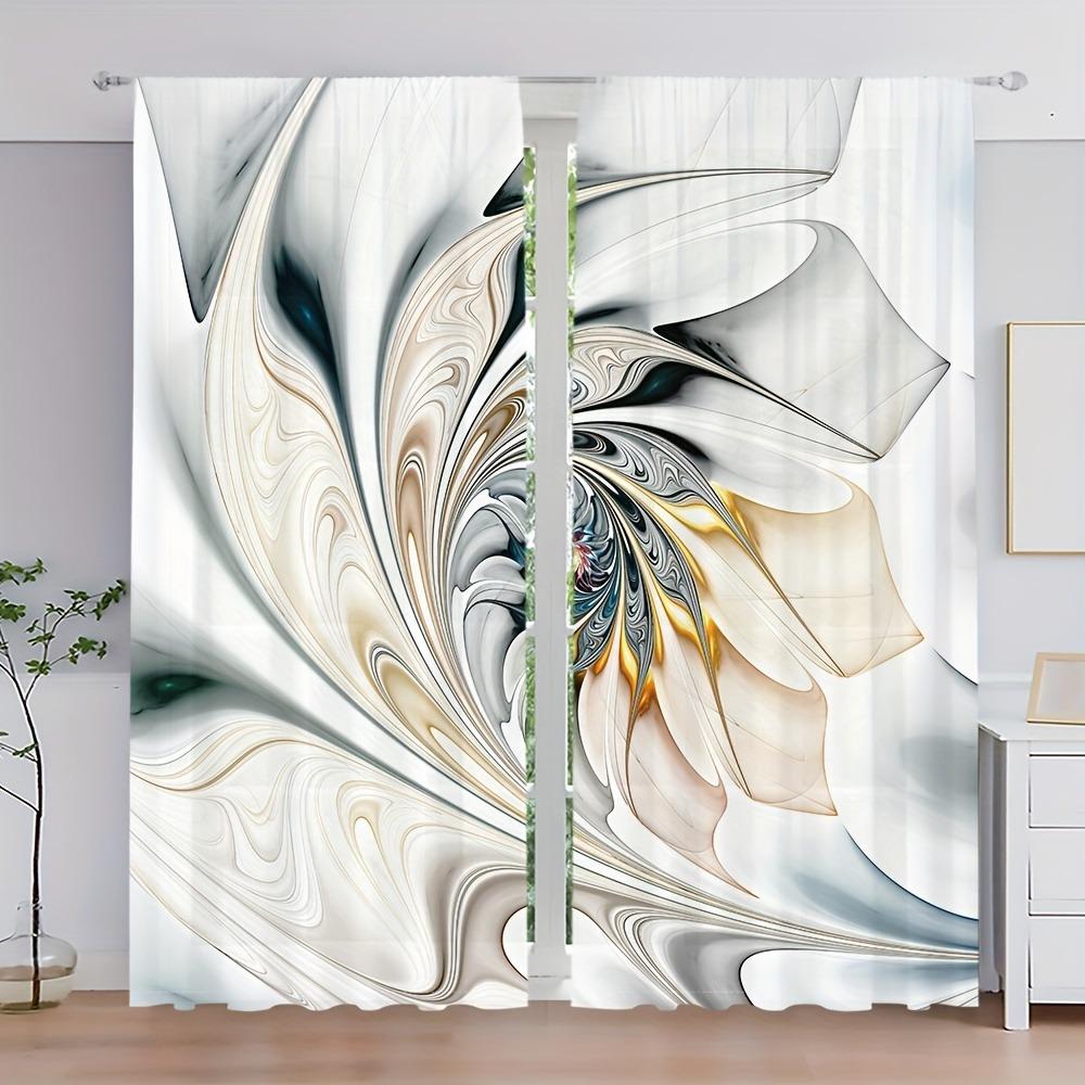 2Pcs Abstract Aesthetic Art Line Pattern Printed Curtains   Suitable For Living Room   Bedroom  Study   Office   Sliding Window