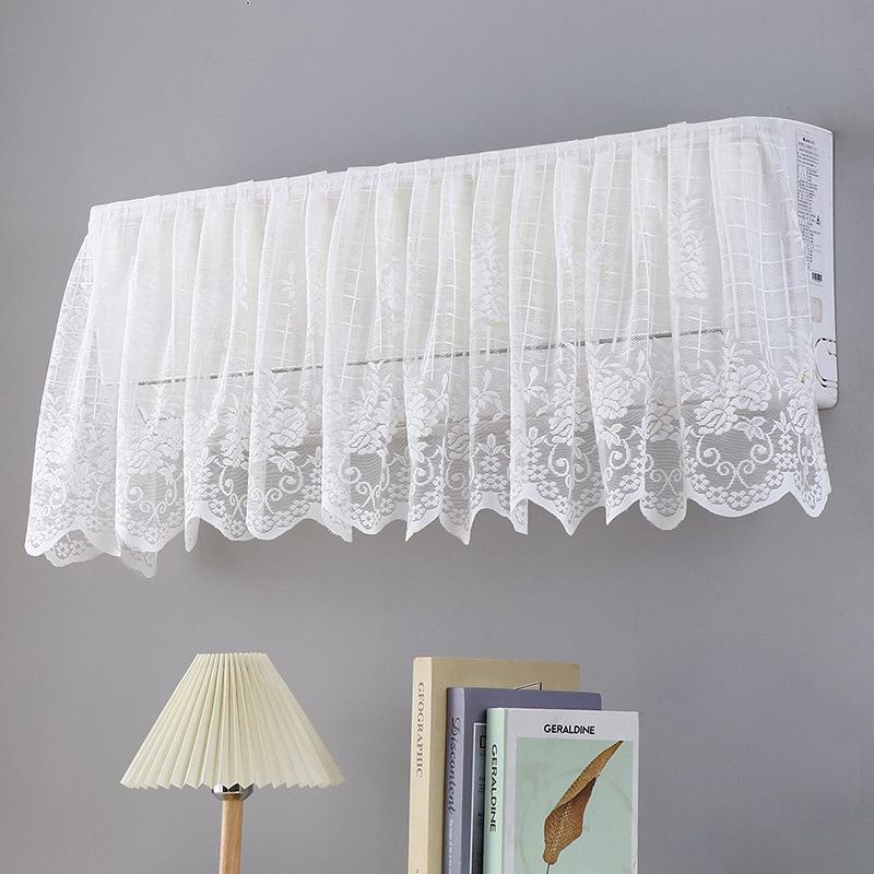 Elegant blondert brodert design Anti-direkte blåsing Klimaanleggtrekk Stoff Veggmontert Støvtett Etui Hjemmedekorasjon