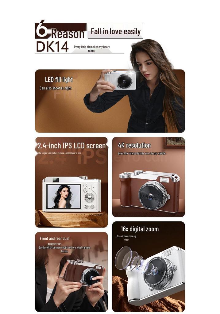 Entry-Level HD Digital Camera for Students - Compact Self-Timer & Travel Use