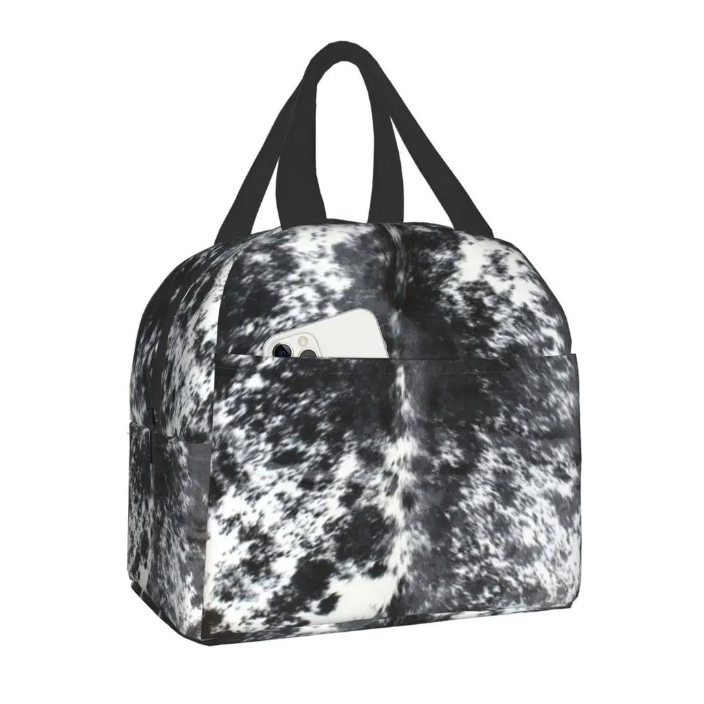 Animal Cowhide Texture Cow Print Lunch Bag for School Office Picnic Leakproof Insulated Cooler Thermal Lunch Box Women Children