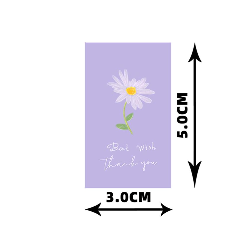 50-200Pcs High-Quality Purple High-Quality Flower High-Quality Thank High-Quality You High-Quality Sticker High-Quality Rectangle High-Quality Thank