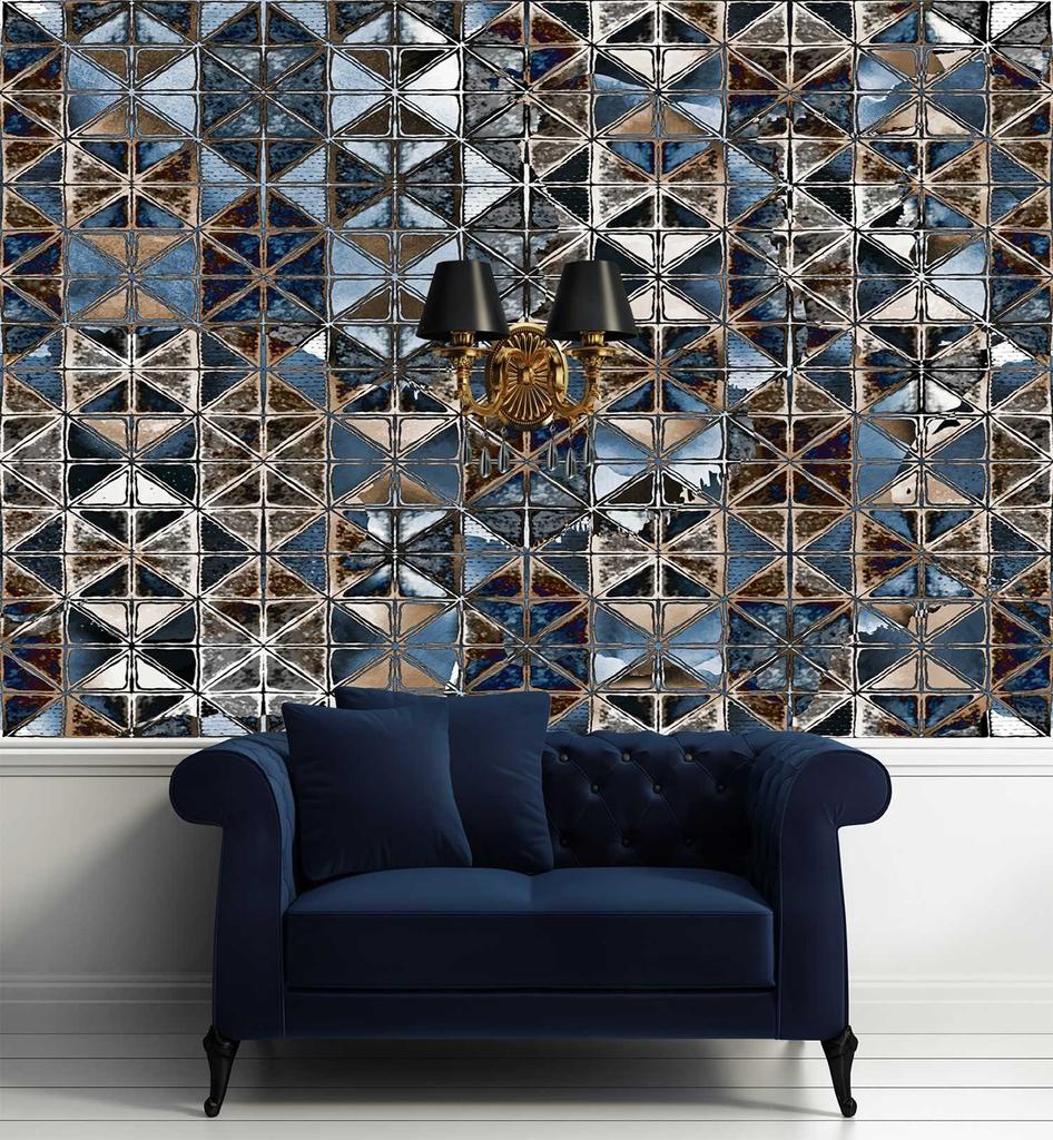 Wallpaper Blue Mosaic Glass Tiles