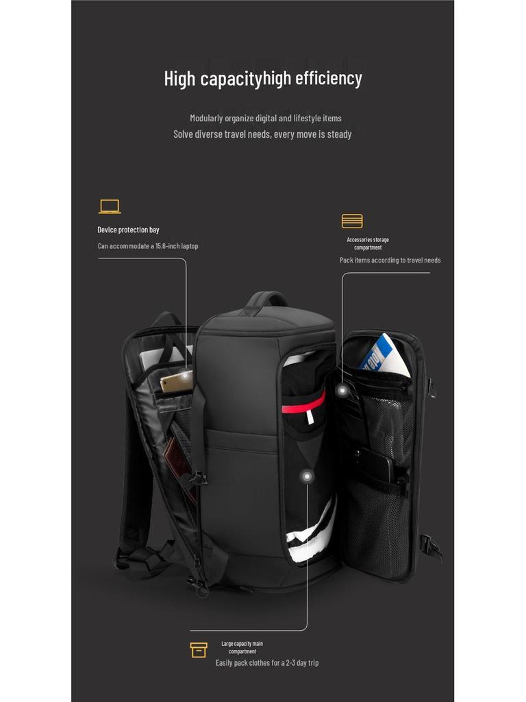 BANGE Men's High-Capacity Outdoor Travel Backpack with Shoe Compartment and Laptop Sleeve