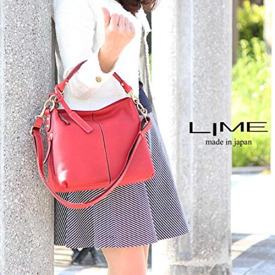LIME Made in Japan Genuine Leather Shoulder Bag L1801 Red Handbag Leather Made in Japan Lime Zip Shrink Women's 2-Way