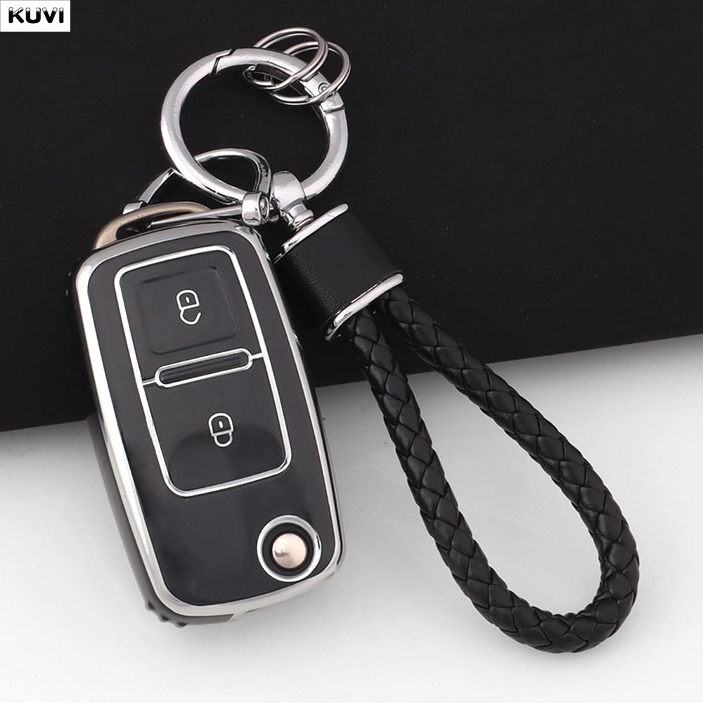 Coque de protection en TPU à 2 boutons pour clé de voiture Pour VW Volkswagen Amarok Polo Golf 4 5 6 MK4 Bora Jetta Altea Alhambra Passat B5 B6 B7