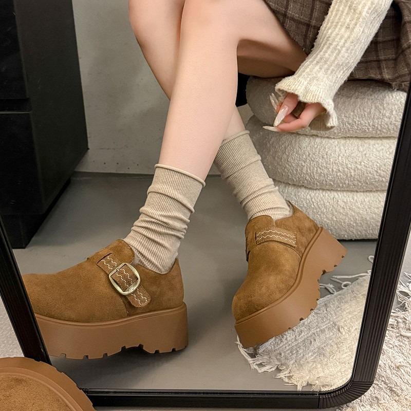 Trifle Sole Loafers Plus Fleece Shoes for Women