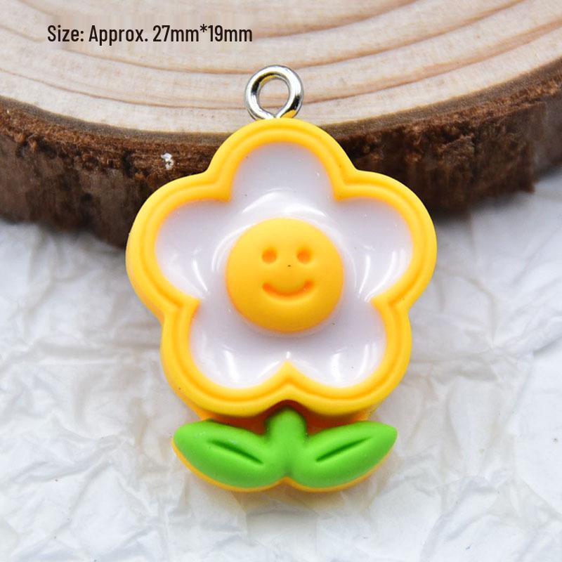 Colorful Resin Drip Cartoon Bear Ice Cream Pendant - Cute Fruit Jewelry Accessory for DIY
