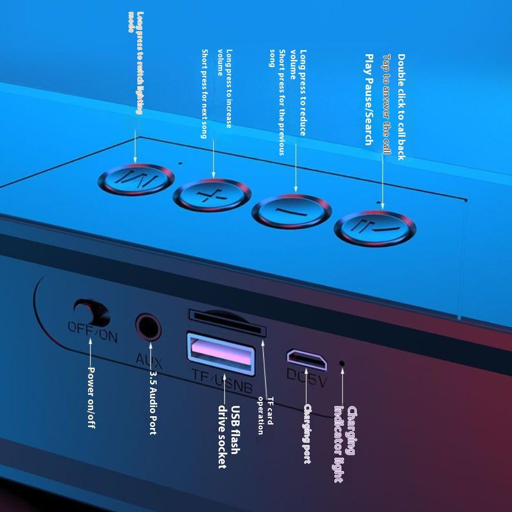 Marquee Luminous Mini Sound Blaster Audio Desktop Strip Portable Subwoofer High Power Bluetooth Speaker