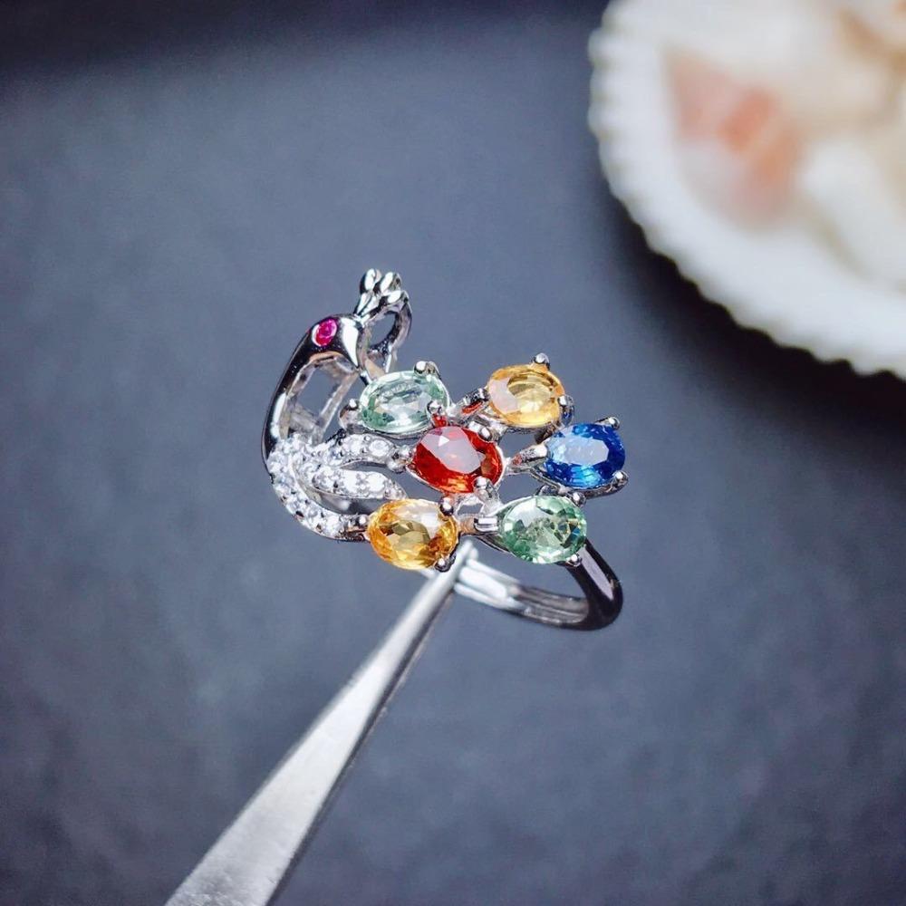 Open Ring Fashion Swiss Topaz Peacock Jewelry Creative Gemstone Adjustable Women Finger Ring adjustable