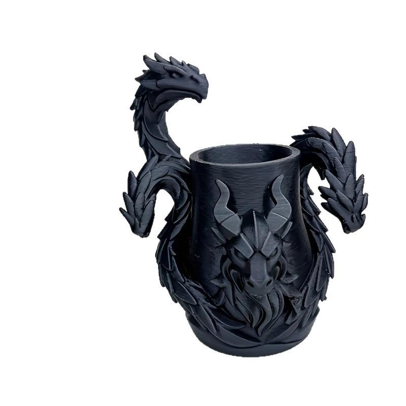 1Pcs Creative 3D Printed Dragon Pen Holder Three Headed Dragon Desktop Organizer Monster Desk Organizer Multi-Functional