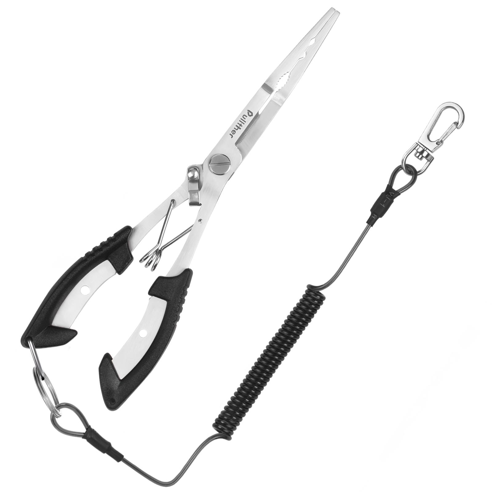 Stainless Steel Needle Nose Fishing Pliers Durable & Waterproof Hook Remover Lanyard Custom Logo Multitool for Saltwater Use чёрный