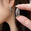 Fashion Shiny Zircon Double Loop Hoop Earrings for Women Girls Irregular Personality Earrings Buckle Daily Jewelry Accessories