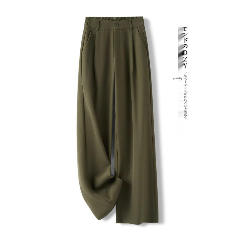 Šedé ležérní kalhoty se širokými nohavicemi pro ženy - Móda 2025, Ideální pro podzim a jaro, Kalhoty k obleku s rovnými nohavicemi a ležérním stylem