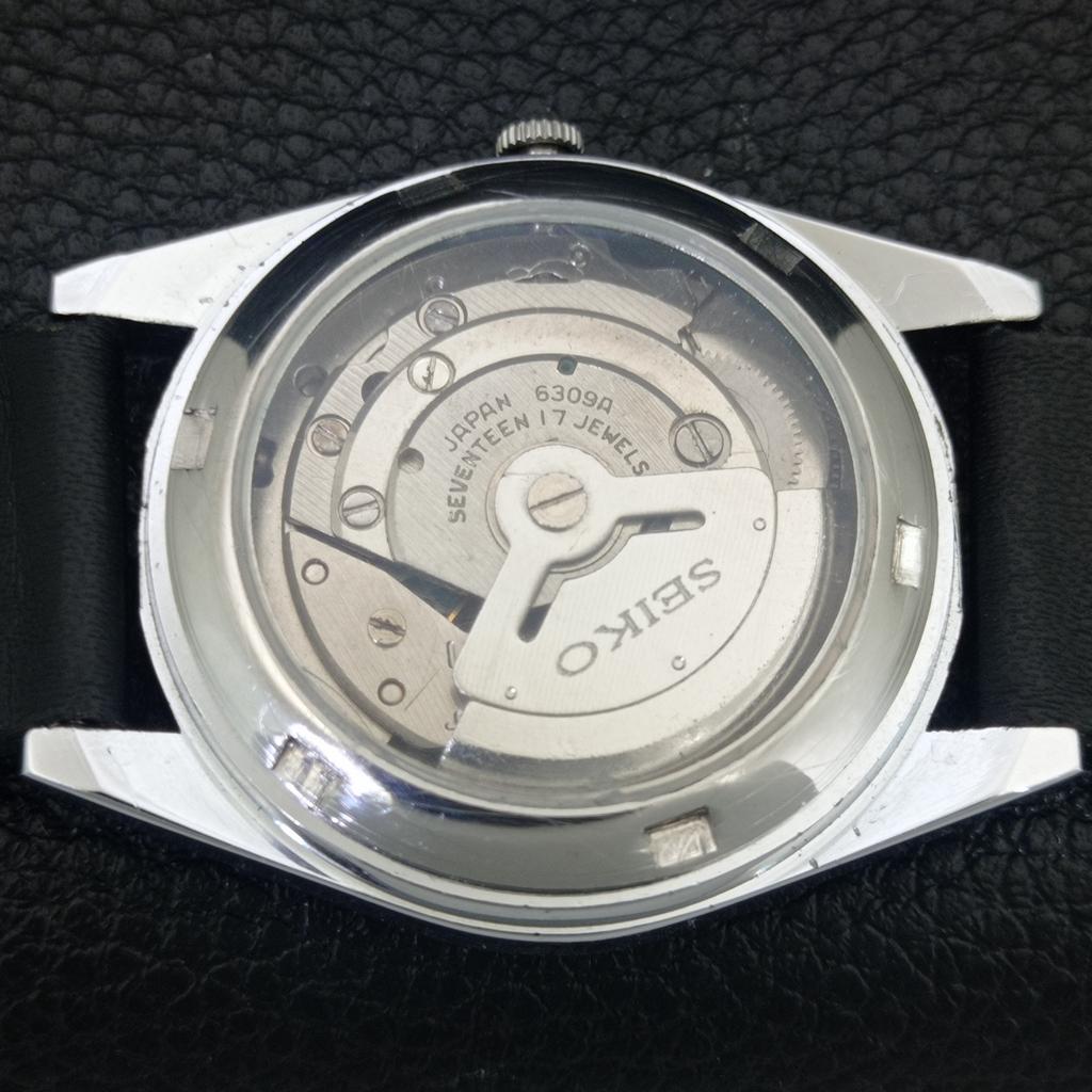 JAPAN VINTAGE REFURBISHED SEIKO 5 AUTOMATIC 6309A MENS BLACK WATCH A442977-1