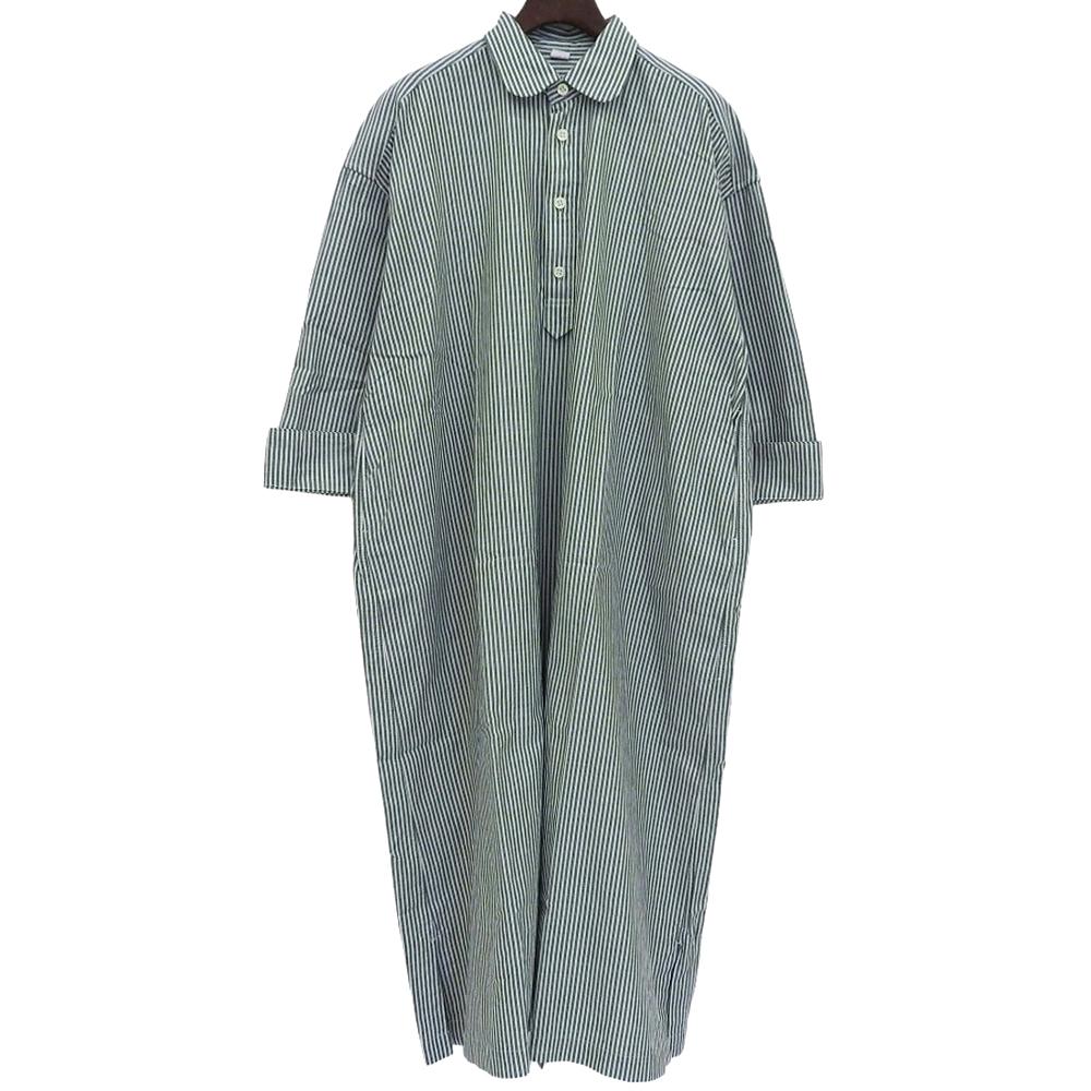 45R Excellent condition Supima Oxford medium-sized shirt dress, women's, green and white, 00 50350171 dress 00 Green / whiteUsed