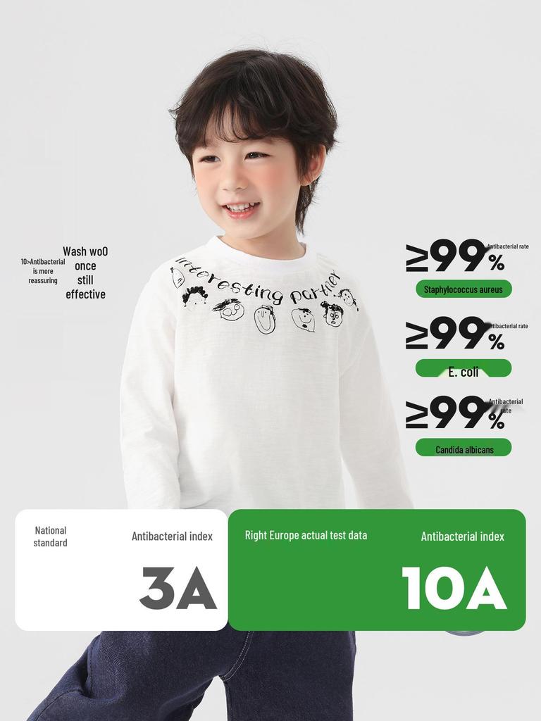 European Boys' Pure Cotton Long-Sleeve T-shirt, 2026 Spring, Children's Base Layer, Baby Spring/Autumn Style Undershirt.