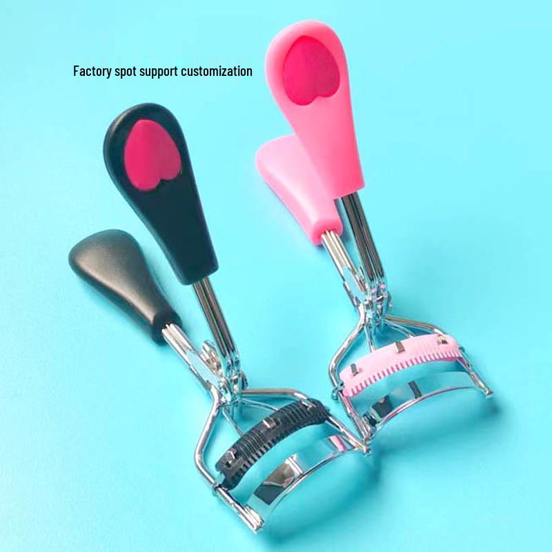 Chrome Peach Heart Handle Wide-Angle Mini Eyelash Curler - Portable Beauty Tool