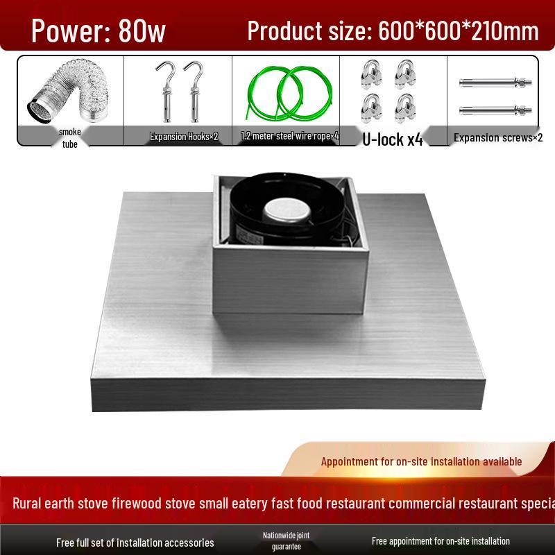 Commercial High-Suction Stainless Steel Range Hood for Restaurants with Wood-Fired Stove Purification