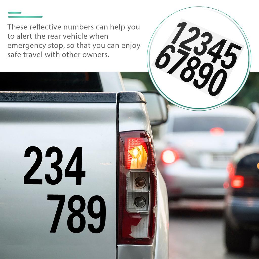 4Sets Number Reflective Sticker Decal Waterproof Pet for Mailbox Door Window Car Address Number Alert Safety Label