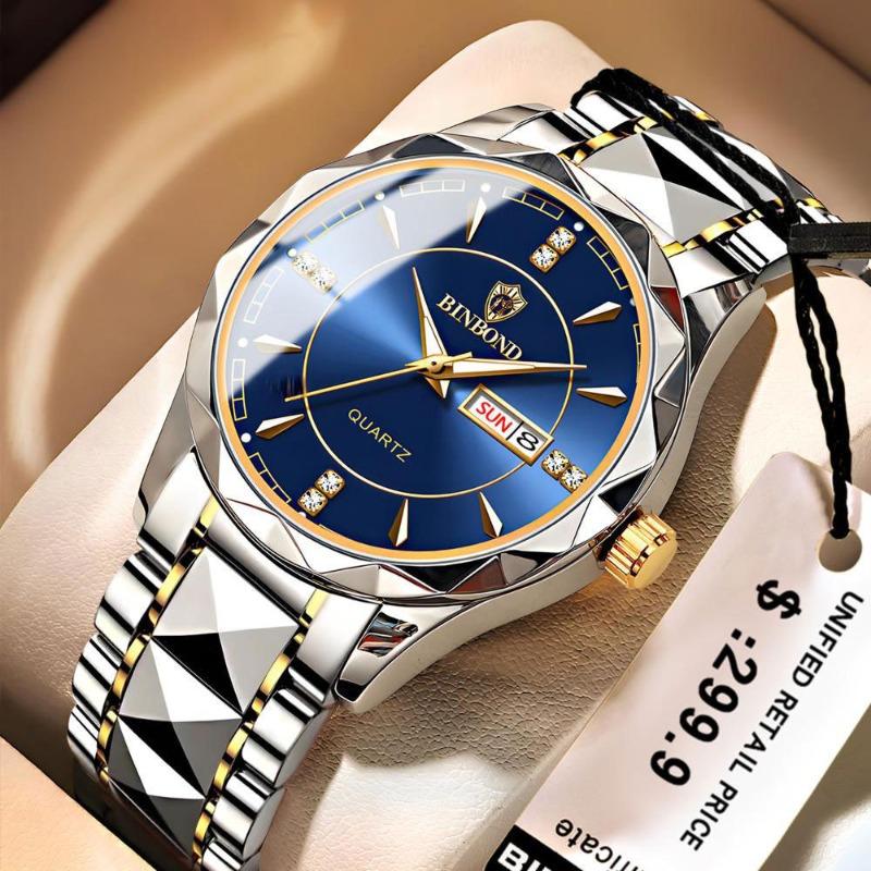Watch Stainless steel business double calendar waterproof men's watch local tyrant gold watch