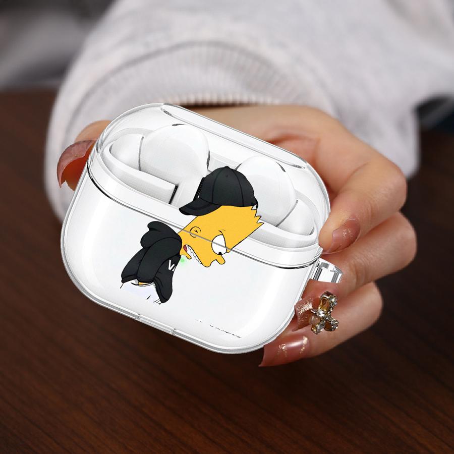 Cartoon The S-simpsons Case For Samsung Galaxy Buds 4 Pro 2Pro 4Pro 3 FE 3Pro 2 Live Clear Earphone Cases Cover With Hook