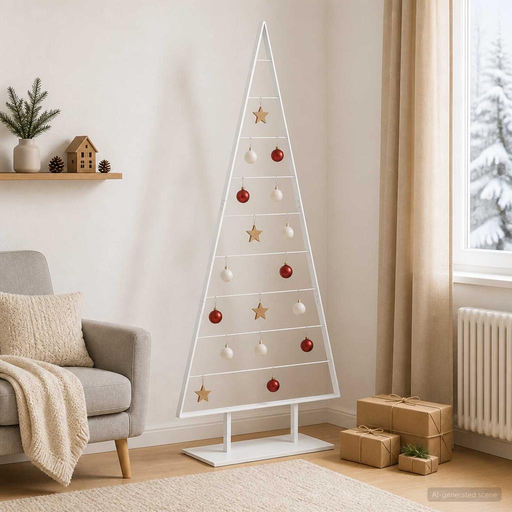 Metal Christmas Tree KUOPIO 210 cm Steel White