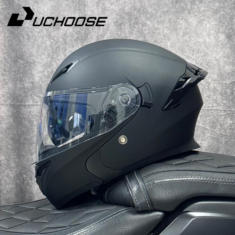 DOT Uchoose Approved Helmets Crash Motorbike Protective Gear Men Women Flip Up Helmet Motorcycle Visor Double Sun