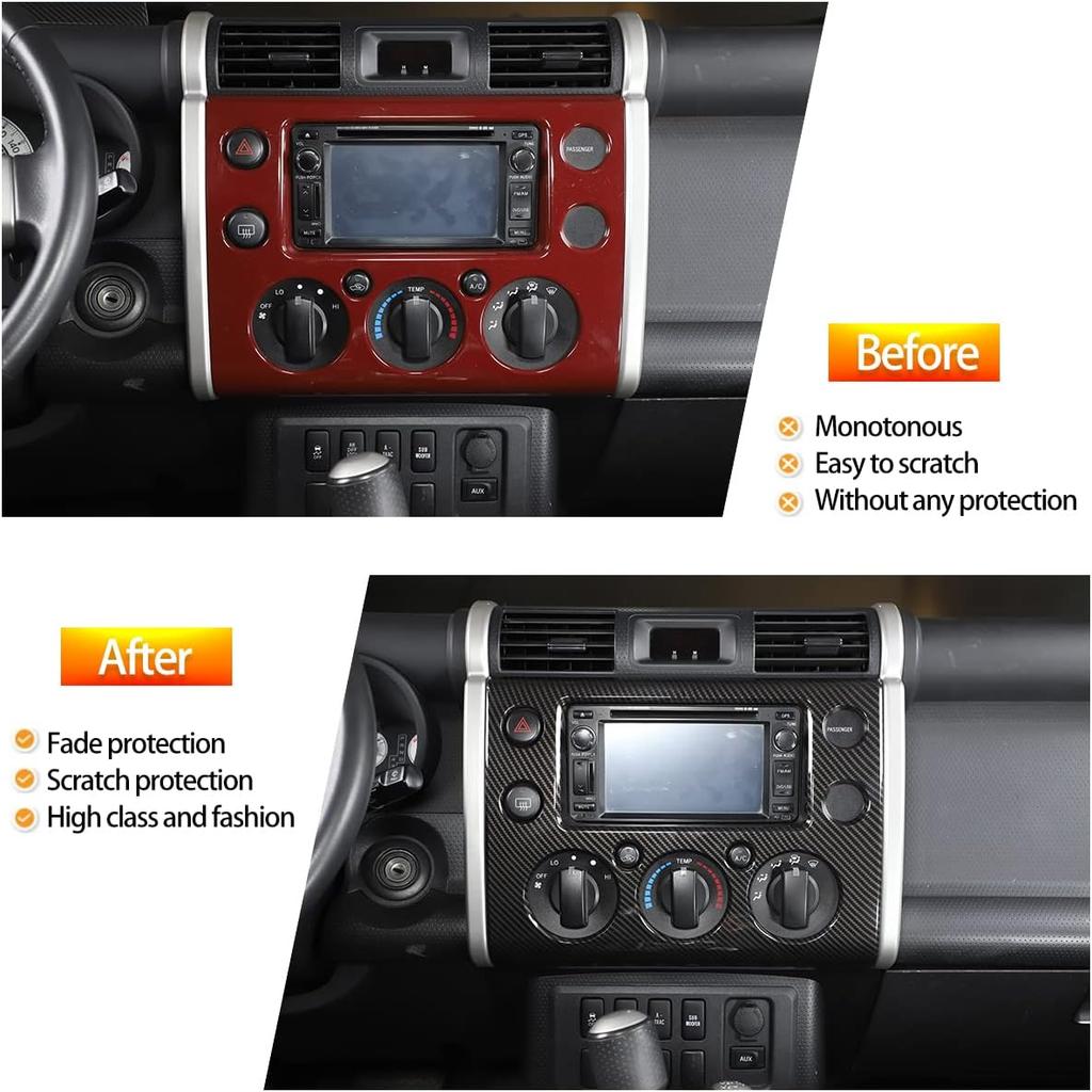 Fit for Toyota FJ Cruiser 2007-2021 Center Console Panel Trim Cover, ABS Center Console GPS Navigation Panel Frame Molding Sticker Trim, 1PCS (Carbon