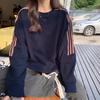 Autumn and Winter Sweatshirt Women Loose Striped Splicing Long Sleeve Tops Casual Versatile Female Winter Clothes Women